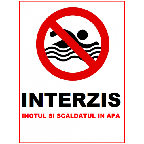 Placuta pentru interzicerea inotului si scaldatul in apa