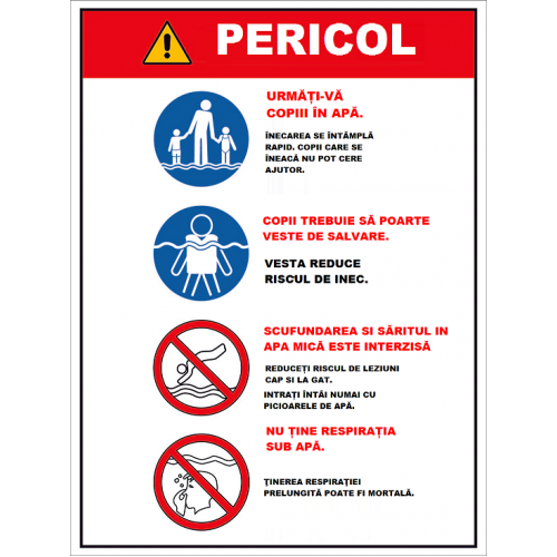 Placuta cu instructiuni pentru piscina Placuta cu instructiuni pentru piscina