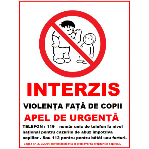 Placuta interzis violenta fata de copii Placuta interzis violenta fata de copii