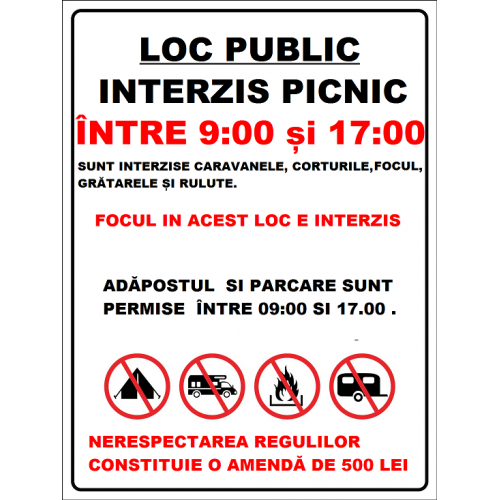 Placuta pentru loc public interzis picnic Placuta pentru loc public interzis picnic