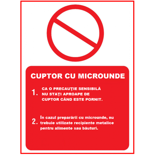 Placuta cu instructiuni de folosinta cuptor cu microunde Placuta cu instructiuni de folosinta cuptor cu microunde