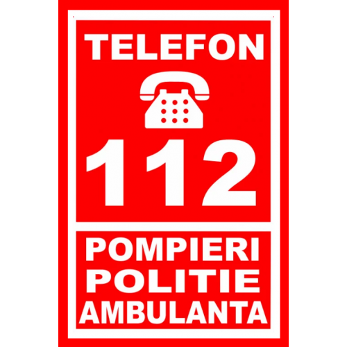 Placuta pentru telefon 112 pompieri politia ambulanta