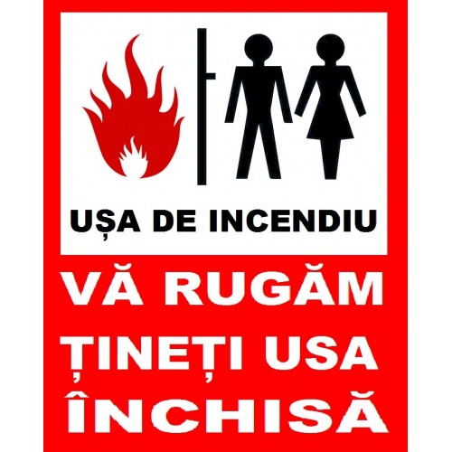 Placuta usa de incendiu va rugam tineti usa inchisa