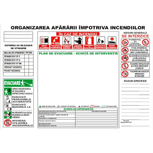 Placuta pentru organizarea apararii impotriva incendiilor