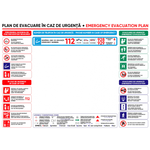 Placuta cu plan de evacuare in caz de incendiu