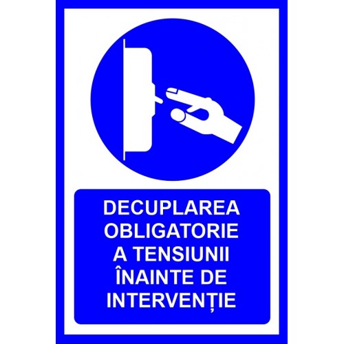 Placuta pentru decuplarea obligatorie a tensiunii inainte de interventie