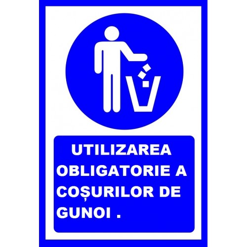 Placuta pentru utilizarea obligatorie a cosurilor de gunoi