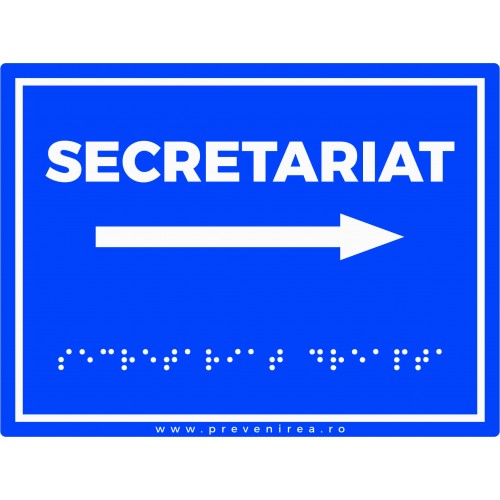 Placuta pentru nevazatori secretariat scoala text in braille Placuta pentru nevazatori secretariat scoala text in braille