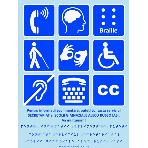 Panou pentru nevazatori cu text in braille pentru invatamant scolar Panou pentru nevazatori cu text in braille pentru invatamant scolar