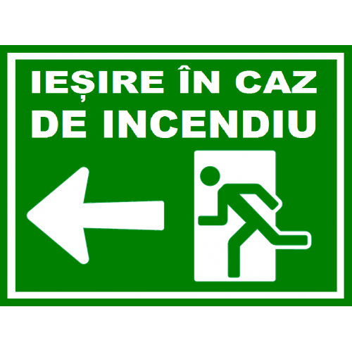 Placuta pentru  iesire in caz de incendiu spre stanga