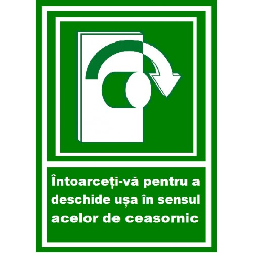 Placuta intoarceti-va pentru a deschide usa în sensul acelor de ceasornic spre dreapta