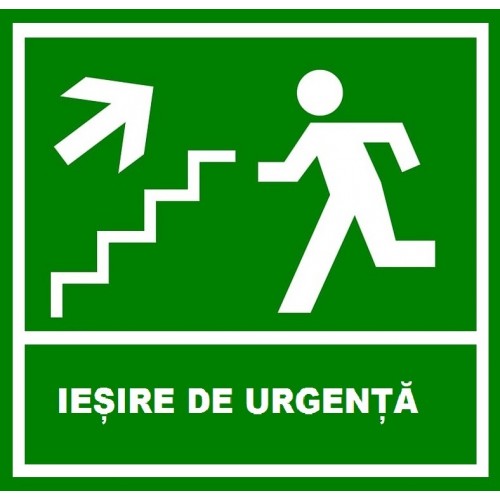 Placuta de iesire de urgenta  scari cu sageata in stanga sus 