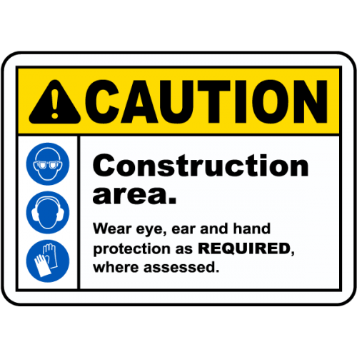 Indicator de Avertisment Zonă de Construcții – Protecție Ochi și Mâini, Siguranță la Locul de Muncă