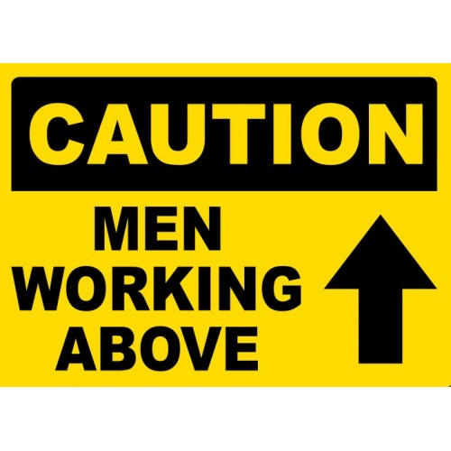 Indicator de siguranță Atenție: bărbați lucrează deasupra – Ideal pentru construcții și hale