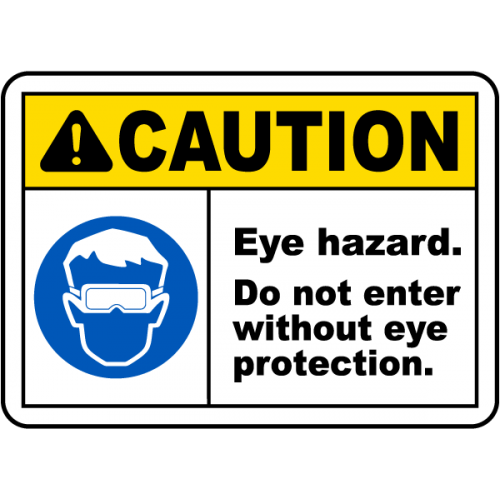 Indicator Atenție! Purtarea ochelarilor de protecție este obligatorie