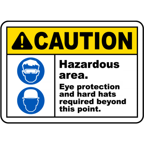 Indicator Atenție Zonă Periculoasă – Protecție Ochi și Cască | Siguranță în Muncă