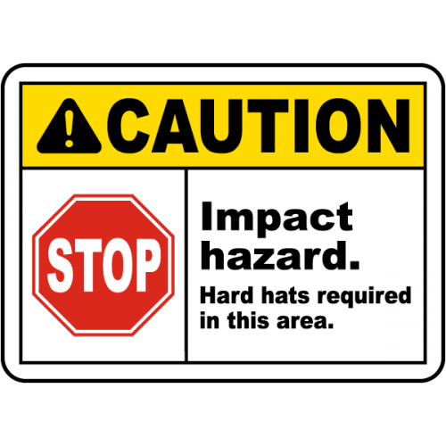 Semn SSM Pericol de Impact – Obligatoriu Căști de Protecție în Zonă