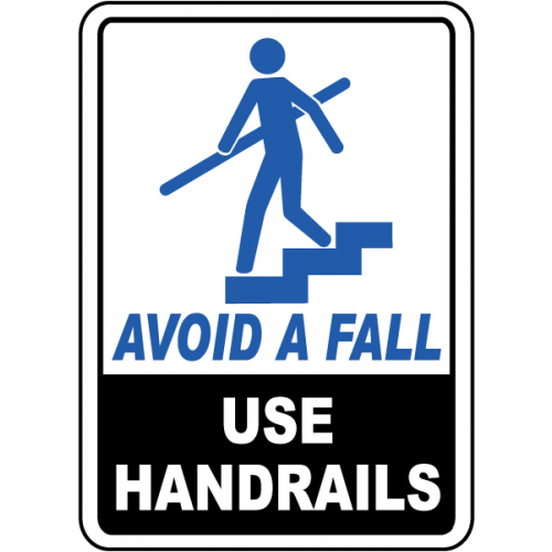 Semn avertizare: Folosește balustrada pentru a evita accidentele