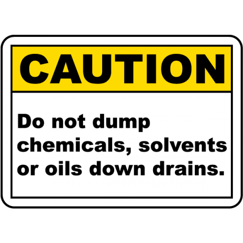 No Chemicals Down Drains Sign