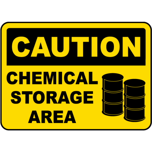 Indicator pentru Zonă de Depozitare Substanțe Chimice – Semn de Avertizare Conform Normelor de Siguranță