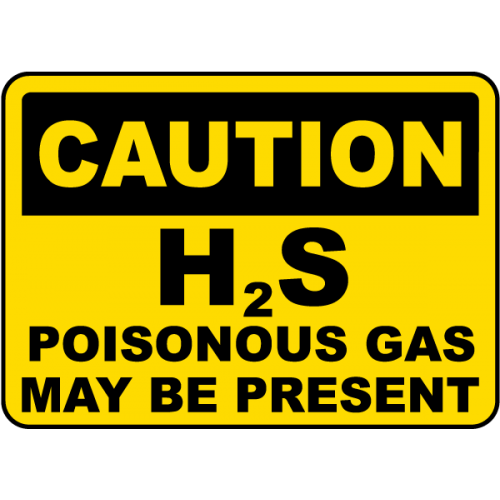 Indicator Atenție H₂S – Gaz Otrăvitor Hidrogen Sulfurat | Semnalizare de Securitate