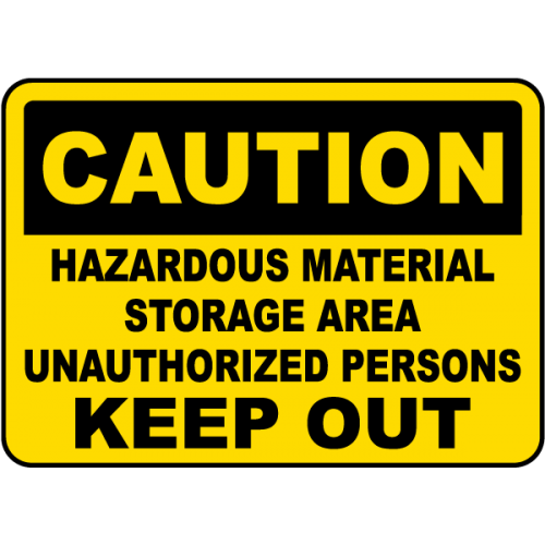Plăcuță avertizare “Materiale periculoase – Zonă restricționată” | Semn de securitate pentru hale și depozite
