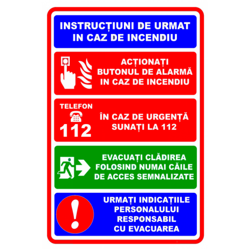 Semn pentru instructiuni de urmat in caz de incendiu