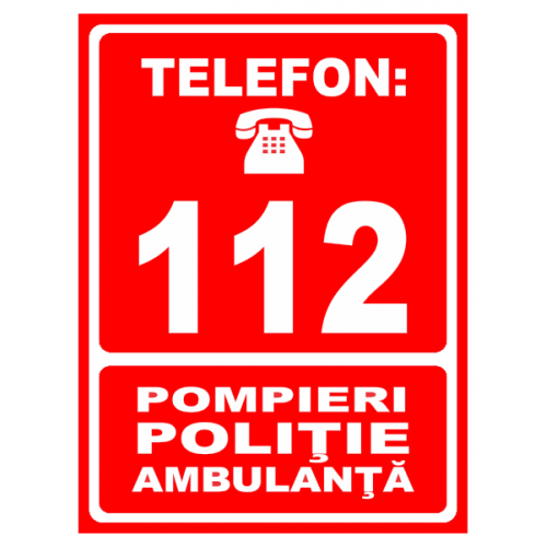 Indicator „Numărul de urgență 112” – Semn informativ de siguranță Indicator „Numărul de urgență 112” – Semn informativ de siguranță