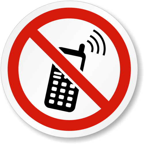 Etichetă de siguranță „Interzis telefonul” 