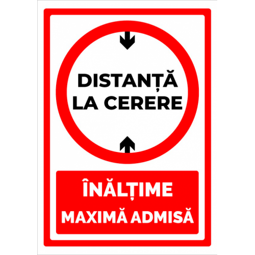 Indicator Personalizat cu Înălțimea Maximă Admisă și Distanța – Producție Profesională la Cererea Clientului Indicator Personalizat cu Înălțimea Maximă Admisă și Distanța – Producție Profesională la Cererea Clientului