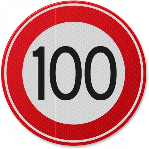 Semn din aluminiu de circulație 100 km