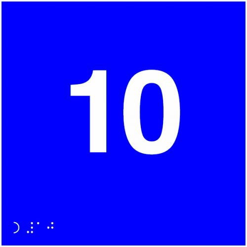 Plăcuță personalizată – Etajul 10 (Braille) pentru nevazatori Plăcuță personalizată – Etajul 10 (Braille) pentru nevazatori