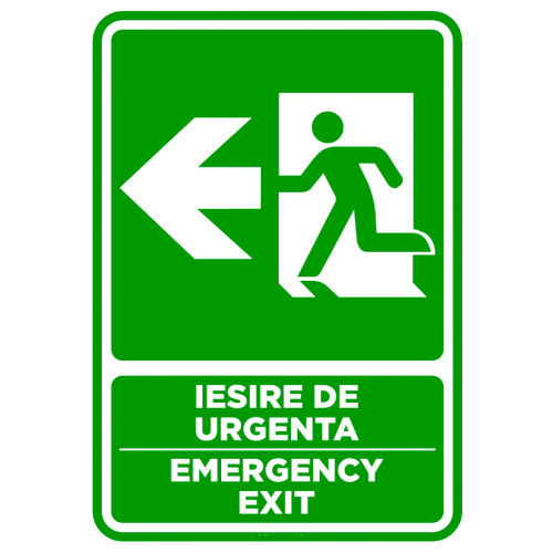 Semn pentru iesire cu directie in stanga emergency exit