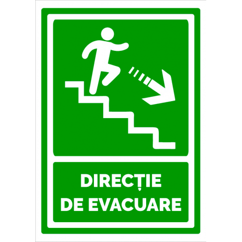 Semn pentru directie de evacuare spre scari in dreapta jos