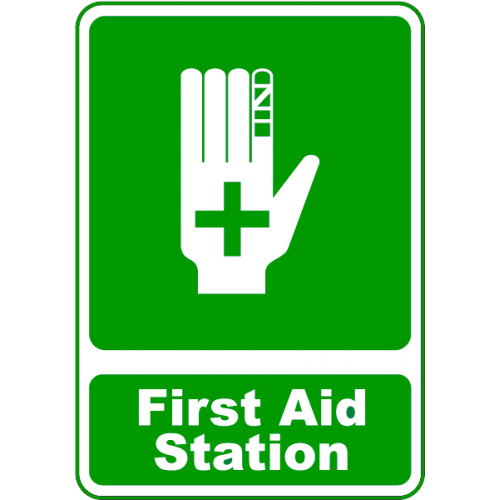 Sign first aid station