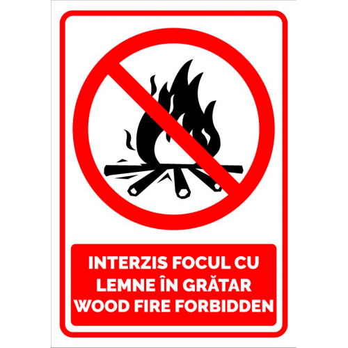 Semn pentru interzicerea focul cu lemne in gratar