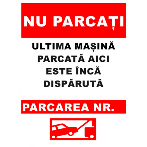 Indicator pentru parcare cu numar