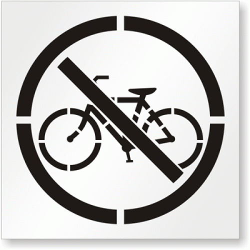 Sablon cu simbol interzis cu biciclete