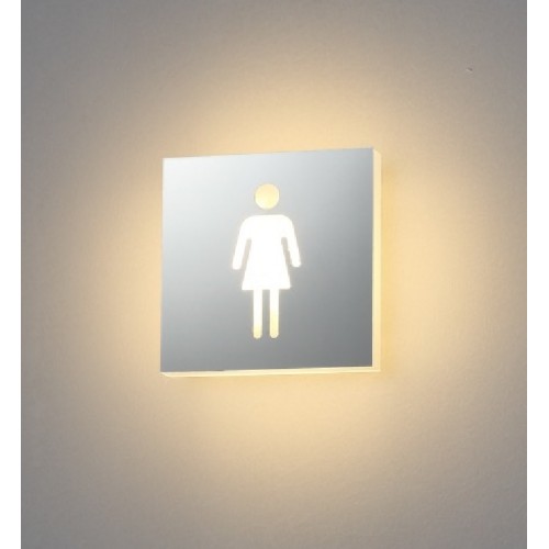 Semn pentru toaletă cu LED pătrat