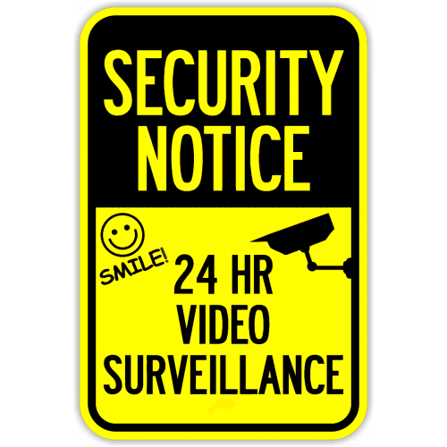 Sign security notice 24hr video surveillance