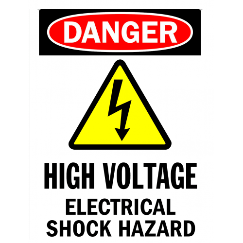 Sign danger high voltage electrical shock hazard