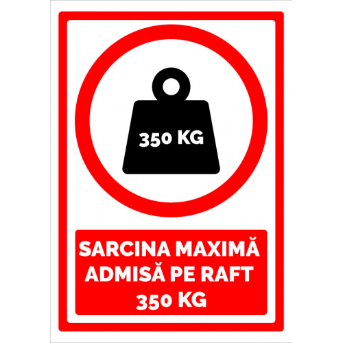 Indicator pentru sarcina maxima admisa pe raft 350 kg