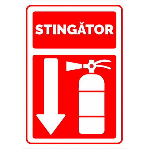 Indicator pentru stingator cu directie in jos