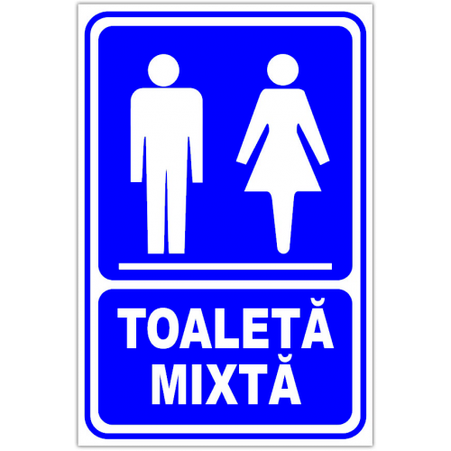 Indicator albastru toaleta mixta