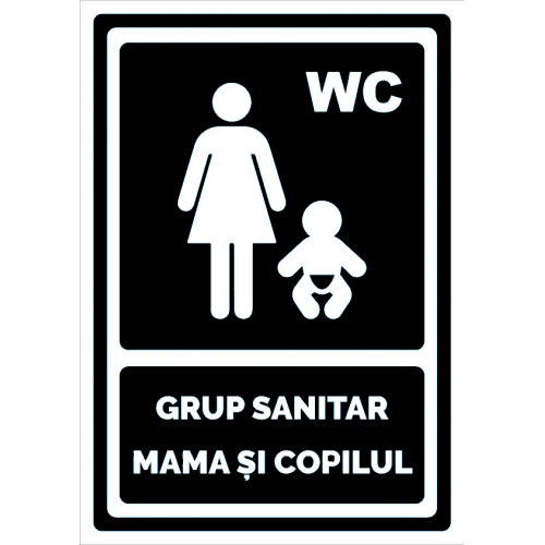 Indicator negru pentru grup sanitar mama si copilul