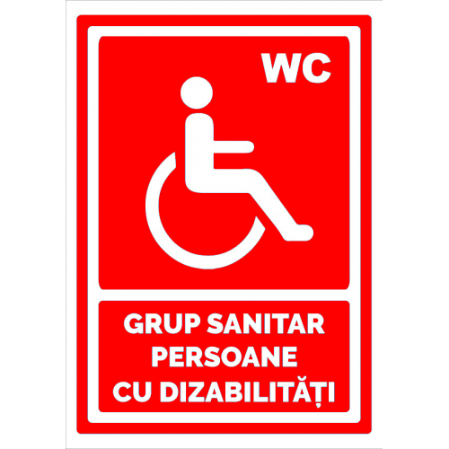 Indicator rosu pentru grup sanitar persoane cu dizabilitati
