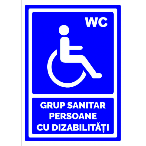 Indicator albastru grup sanitar persoane cu dizabilitati