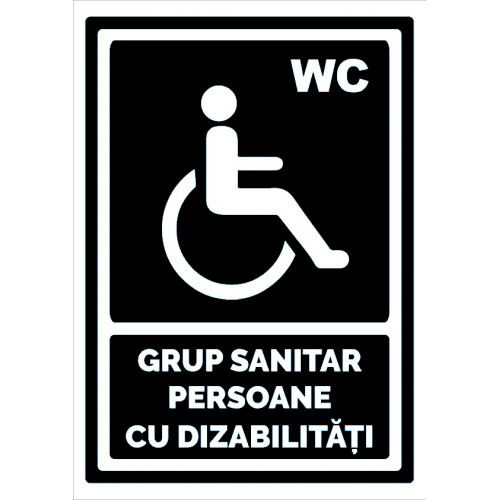 Indicator negru pentru grup sanitar persoane cu dizabilitati