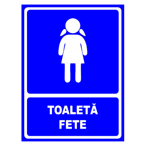 Indicator albastru pentru toaleta fete