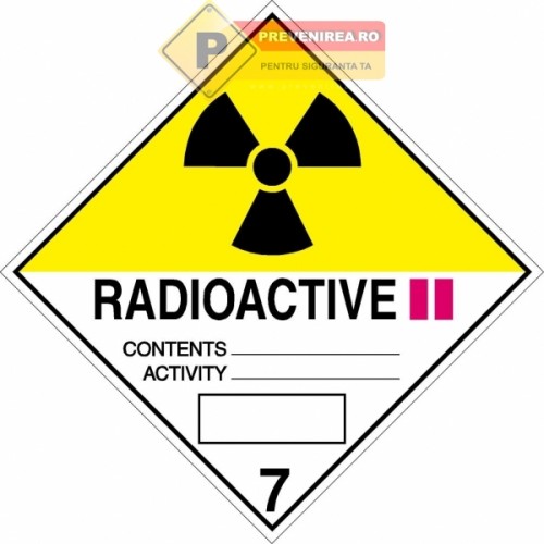 Semn pentru materiale radioactive Categoria II 